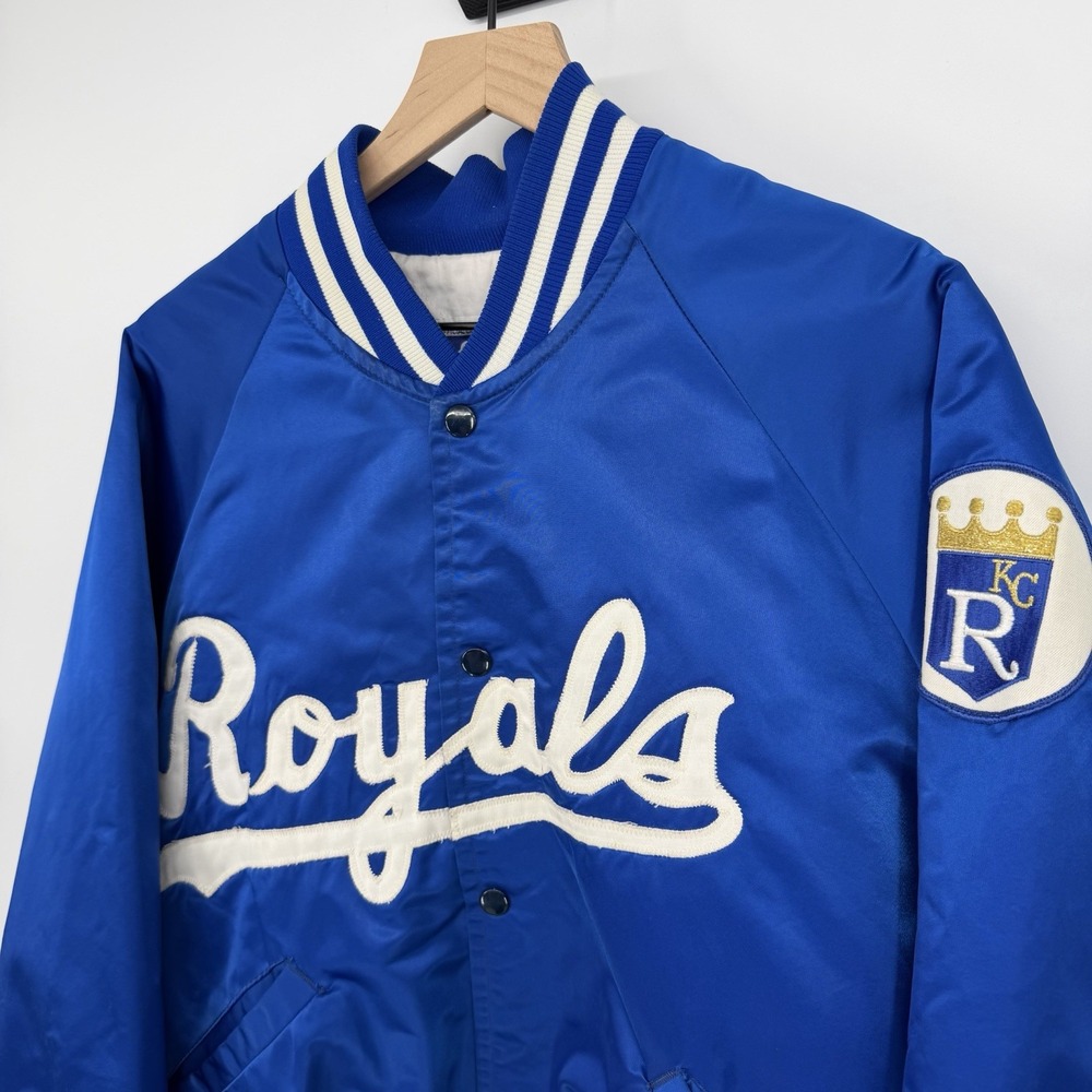 VTG Starter XL 80s 90s Kansas City Royals MLB Satin Bomber Jacket‎ W/Patch Rare - Picture 3 of 9